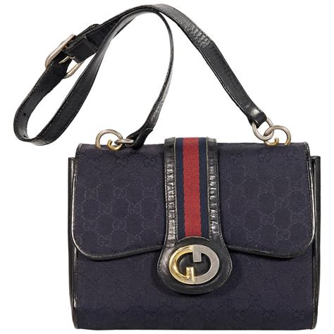 navy blue vintage gucci bag|blue Gucci bag vintage.